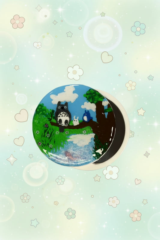 Totoro Forest Resin Compact Mirror 🌿✨ (One of a Kind)