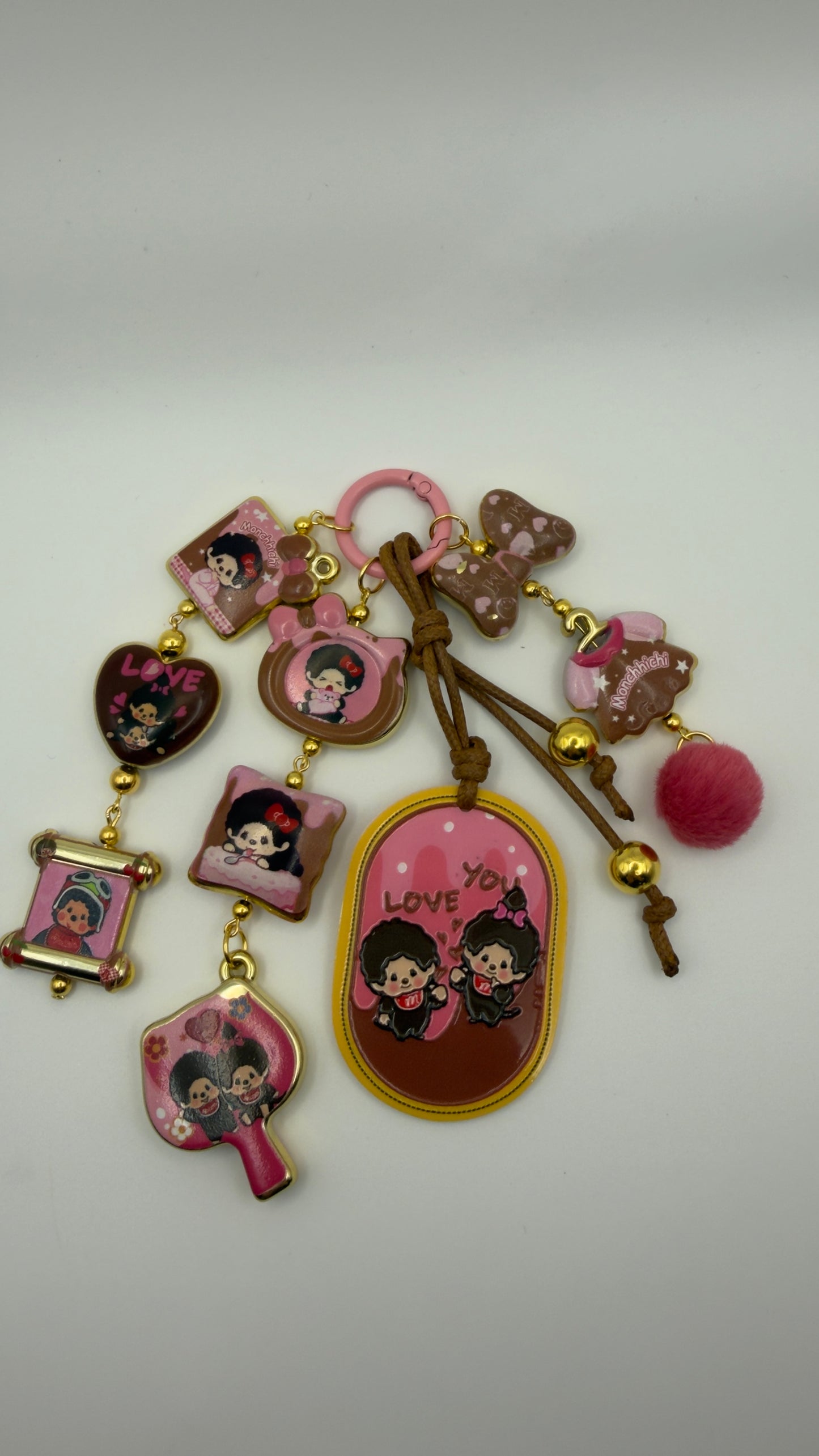 Monchichi Bag Charm- Original Pink Ring Edition