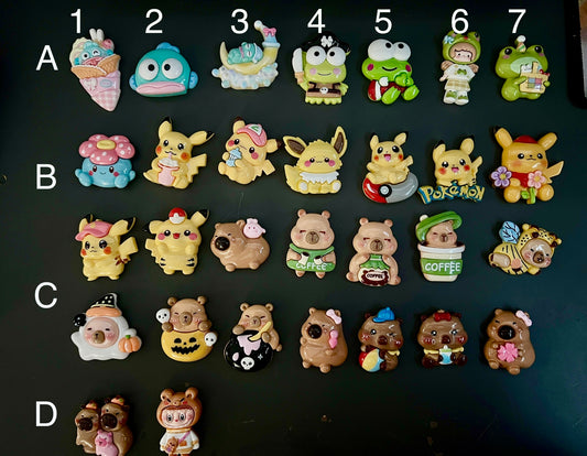 Fishman, Keropi, Pikachu, Capybara Charms for Decoden