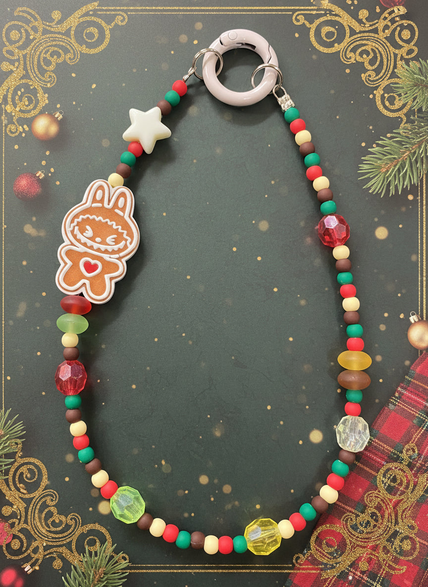 🍬 Gingerbread Popmart Phone Charm – Holiday Edition 🎄✨