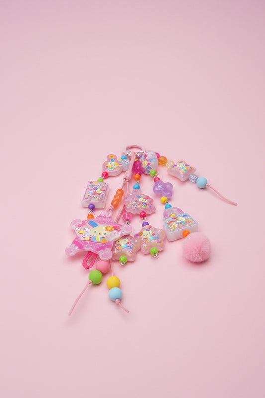 Oversized Usahana Kawaii Bag Charm Set 🎀🌈 | Handmade Beaded Chain + Keychain Bundle