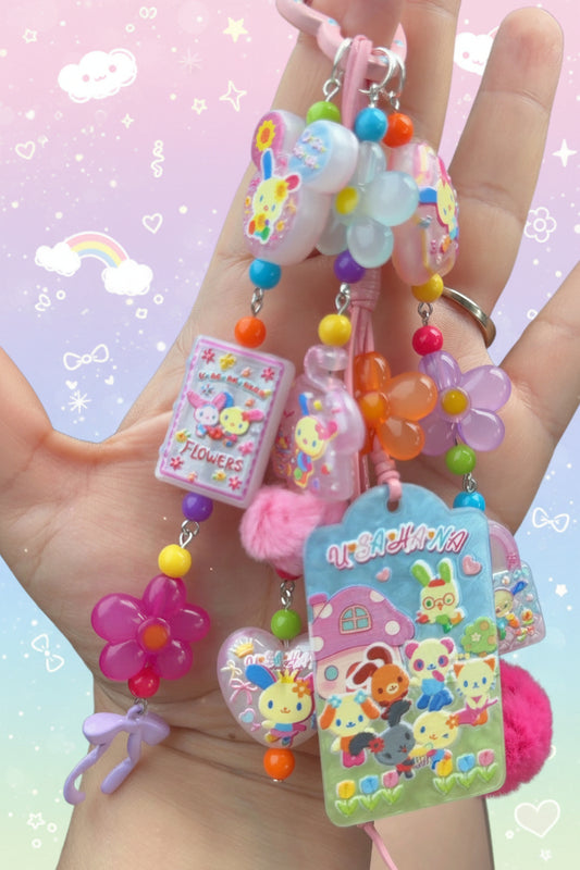 Usahana Kawaii Beaded Bag Charm 🎀🌼 | Handmade Decora Keychain