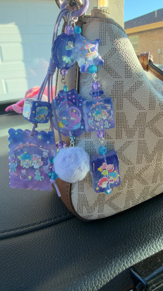 Twin Star Bag Charm- Starlight Square Charm Edition