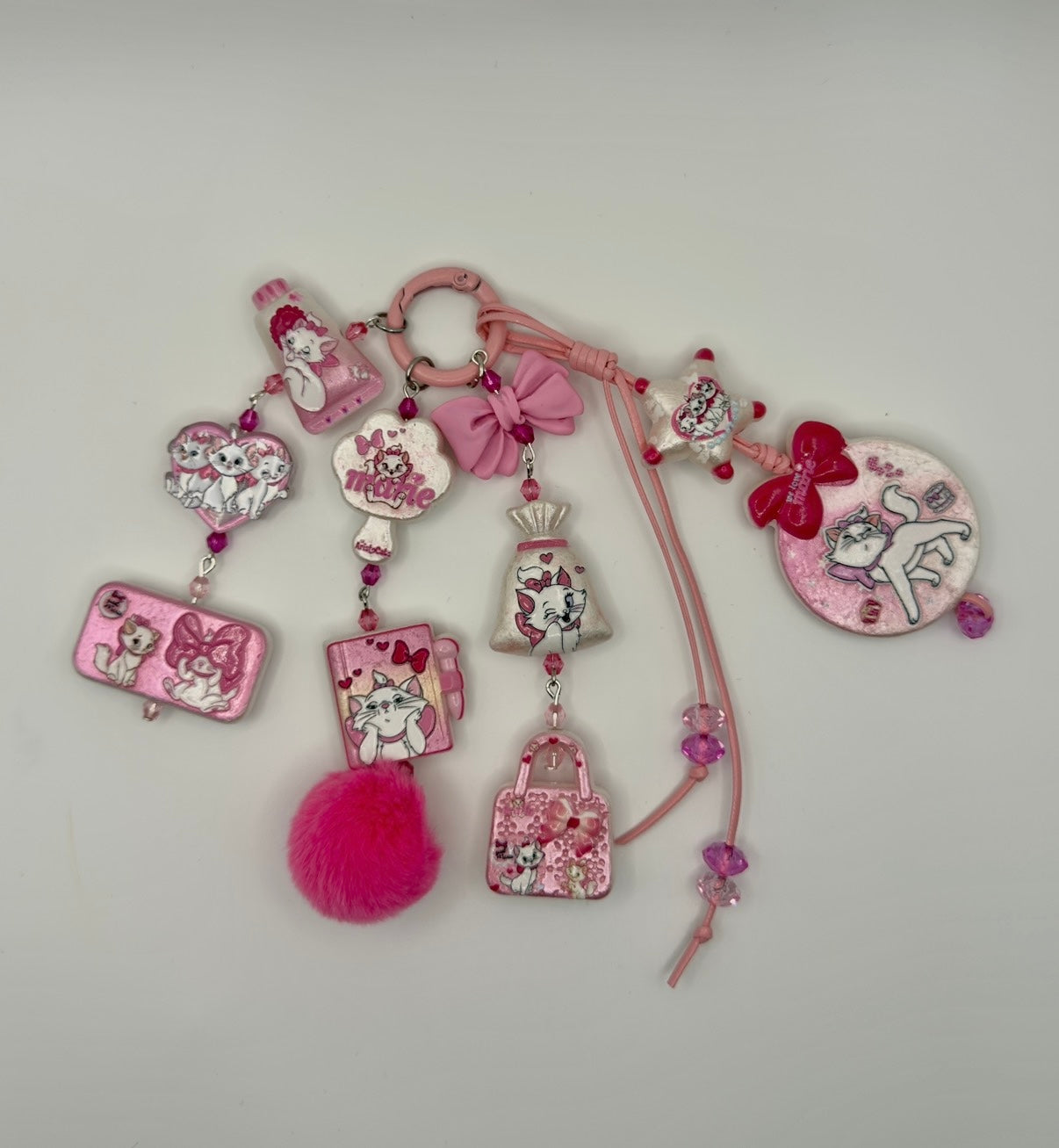 🎀 MARIE CAT CHARM KEYCHAIN — HOT PINK EDITION