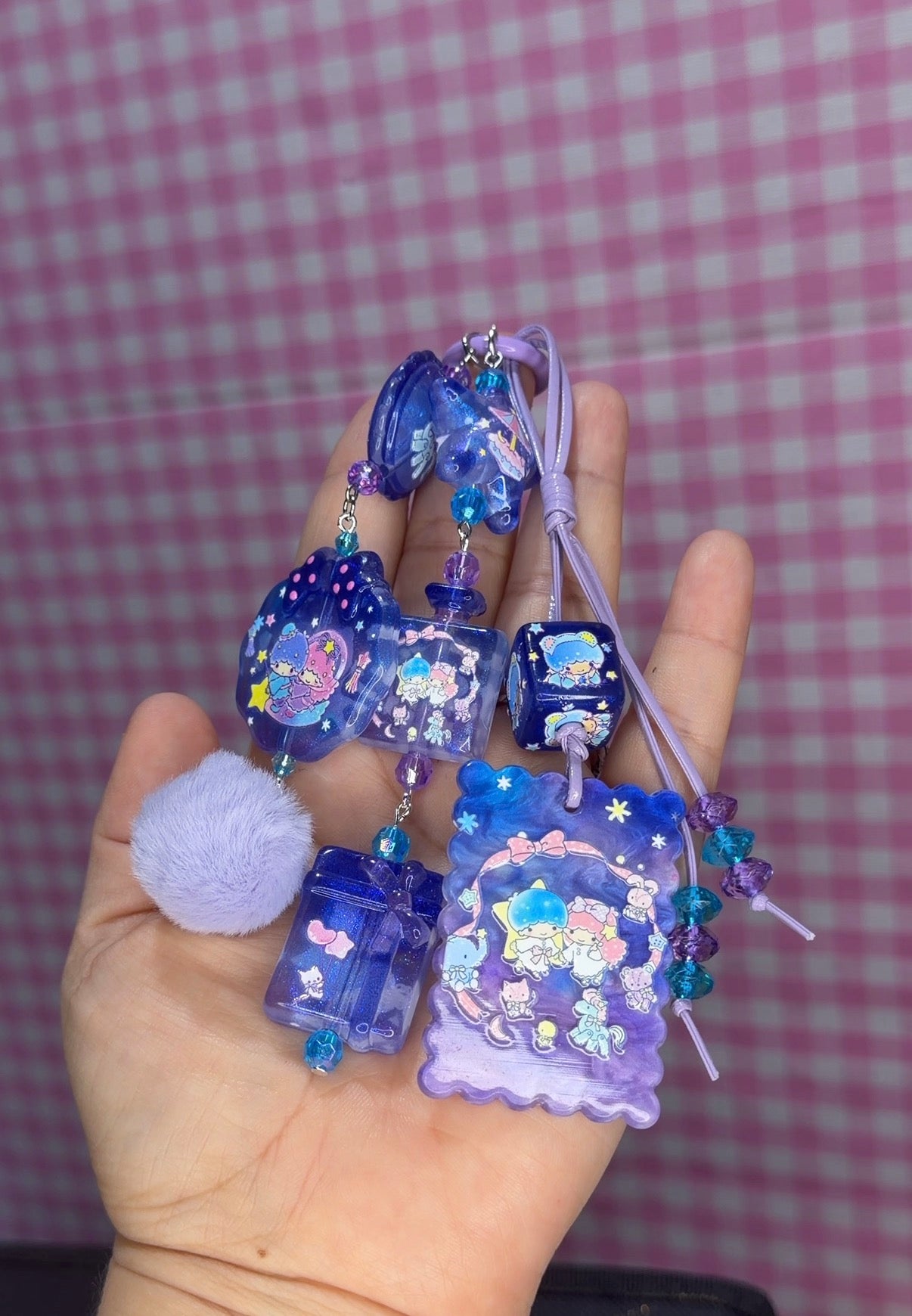Twin Star Bag Charm- Starlight Square Charm Edition