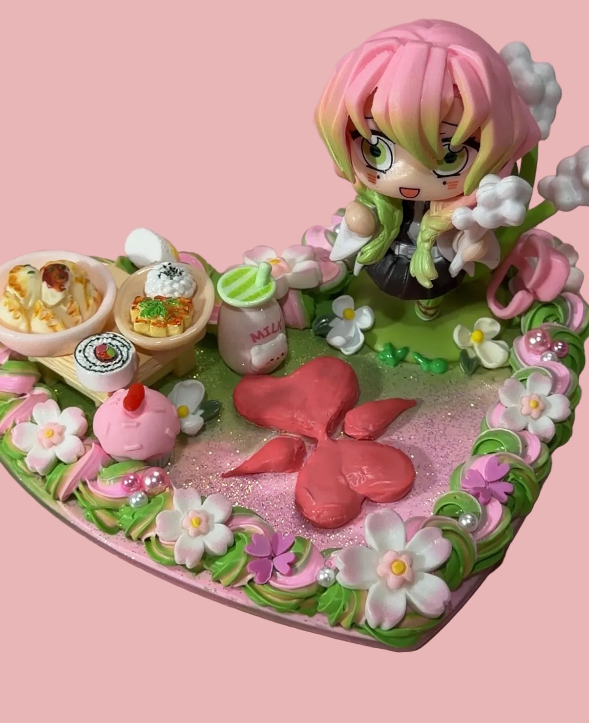 Mitsuri-Inspired Phone Stand & Trinket Dish | Handmade Decoden- Demon Slayer