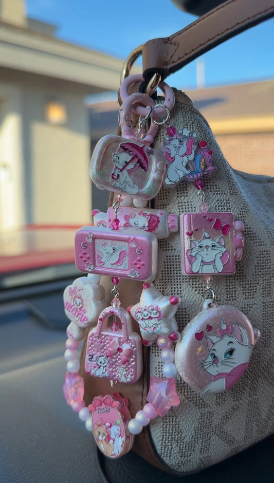🎀 MARIE CAT 2-IN-1 CHARM KEYCHAIN — BLUSH DREAMS EDITION