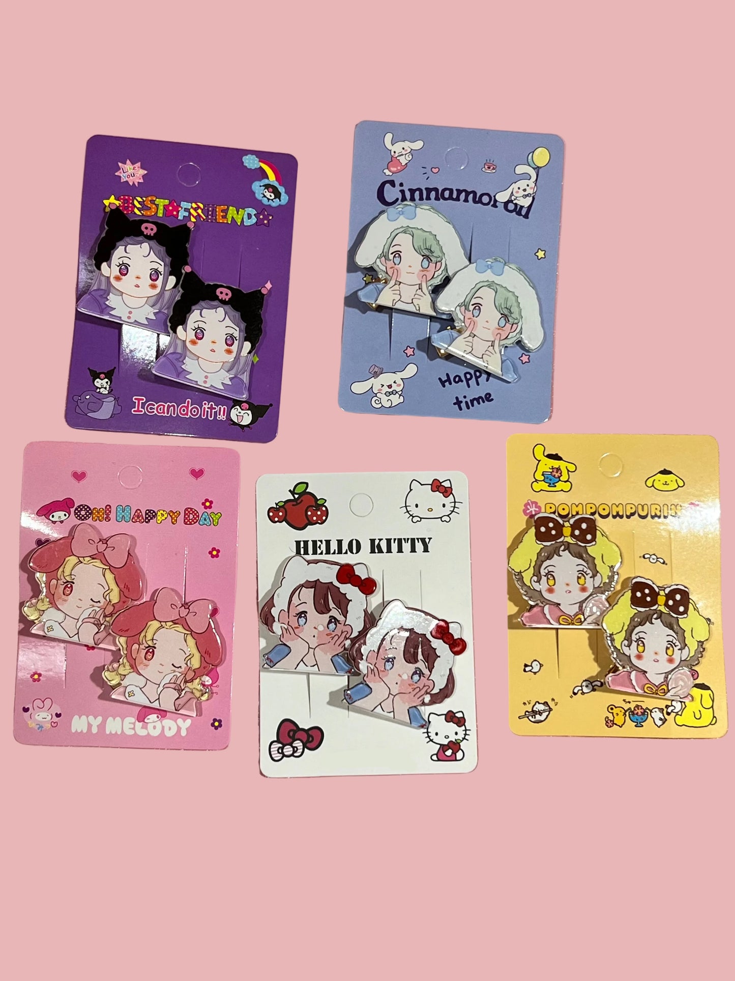 🍓 Berry Kawaii Character Hair Clips | Matching Pair